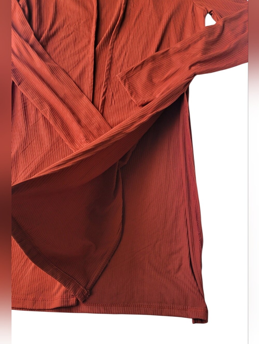Splash Rust Ribbed Open-Side Long Line Cardigan Sz L - Picture 4 of 10